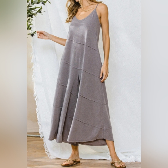 #297 BOHO CHIC WIDE LEG SIDE POCKETS JUMPSUIT - Picture 9 of 15